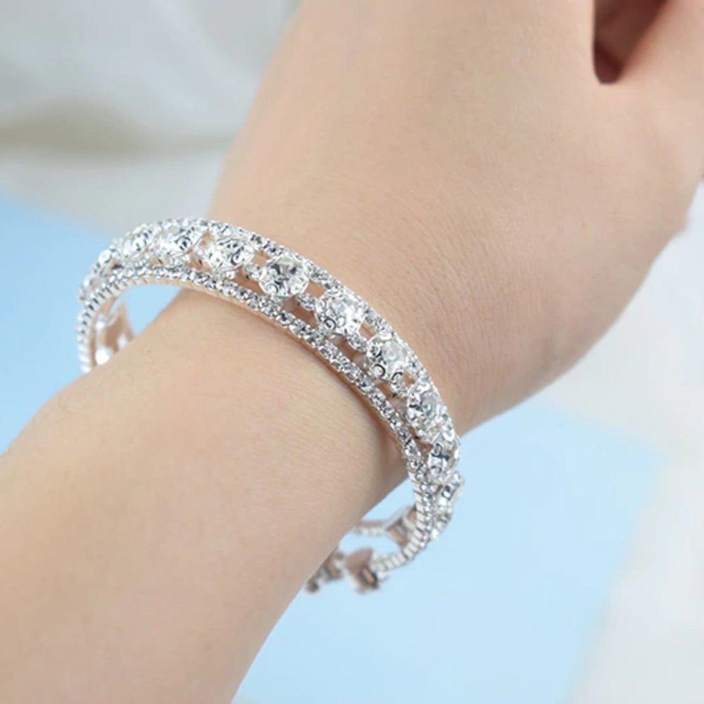 Silver Studded Diamante Bracelet